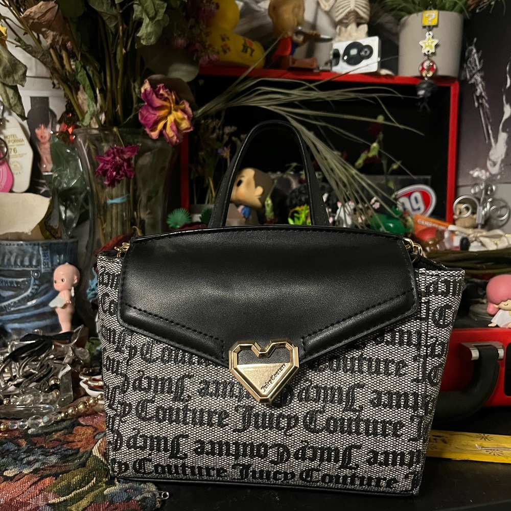 Juicy Couture Black and Gray Satchel with Heart Accent